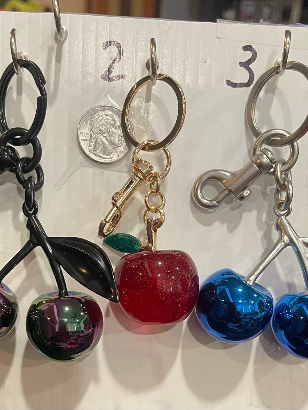 #5 Choice of 1 Large Iridescent Bag Charm in Gun Metal, Brushed Silver & Gold